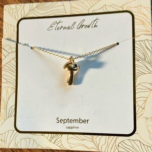 Francesca's Gold Necklace‎ with Birthstone September Sapphire Mushroom Pendant